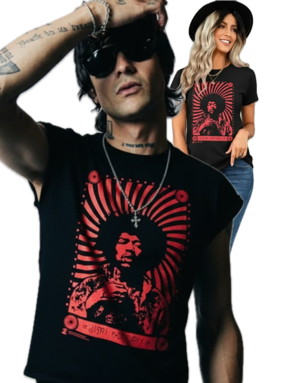 🎸 Vintage Artimonde Jimi Hendrix Black Graphic Tee Shirt Size Small
